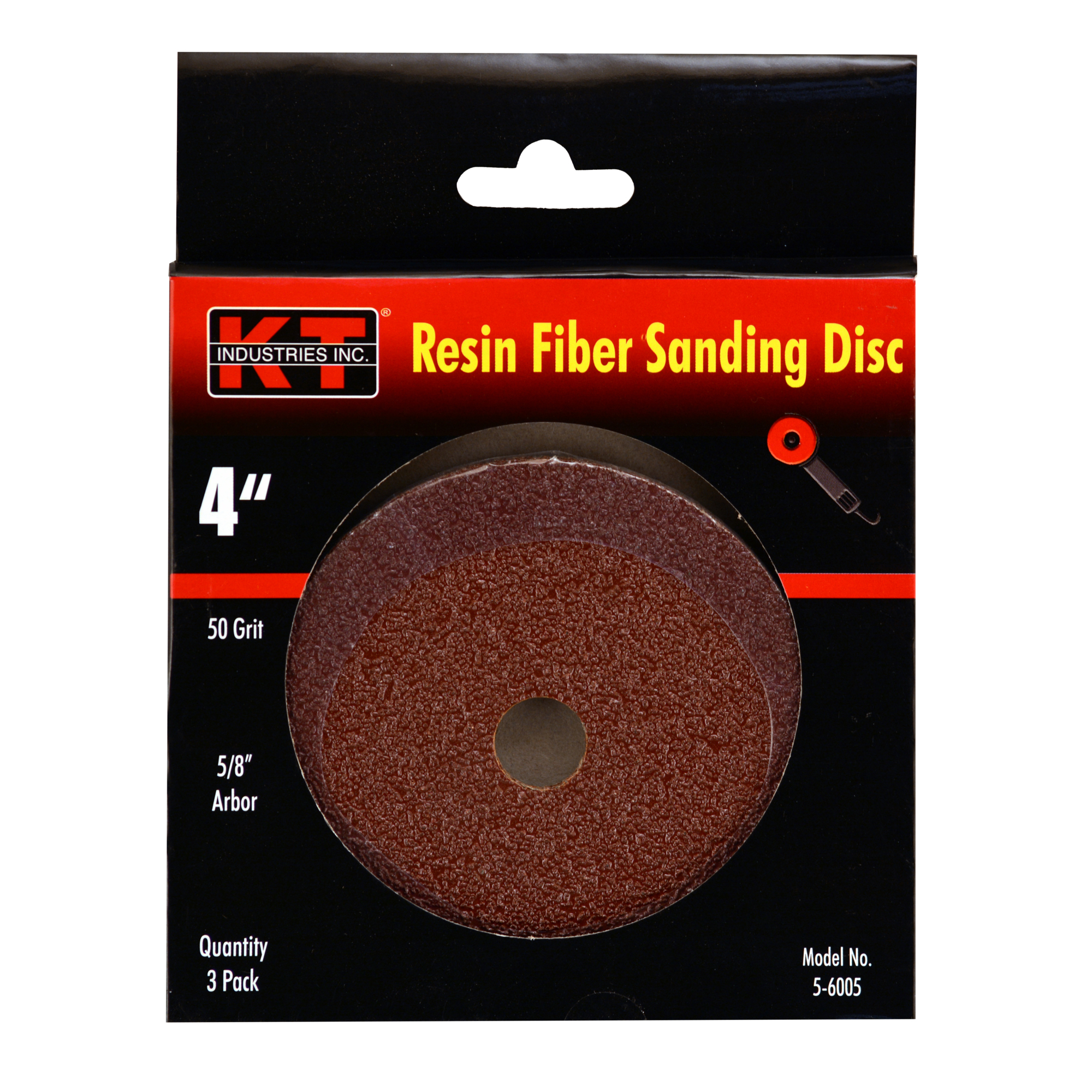 K-T Industries Sanding Discs — 4in. Diameter, 50 Grit, Aluminum Oxide, 3 Pk, Model# 5-6005